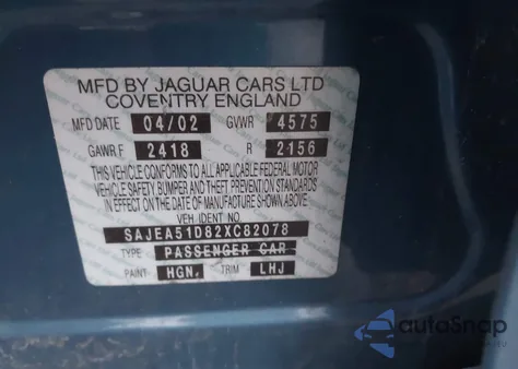 2002 Jaguar X-Type 2.5L from USA, damaged, VIN SAJEA51D82XC82078